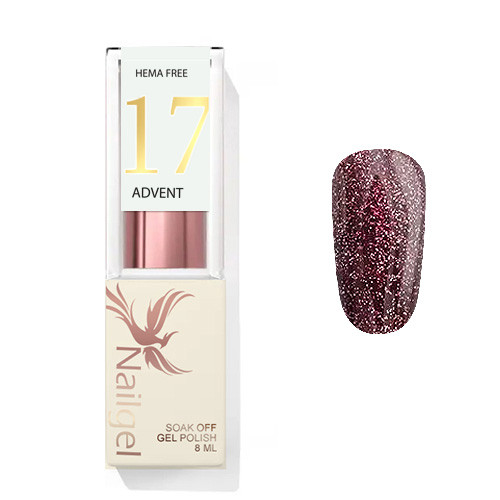 Advent 17 - Gellack 8 ml - Glitzerndes Bordeaux -