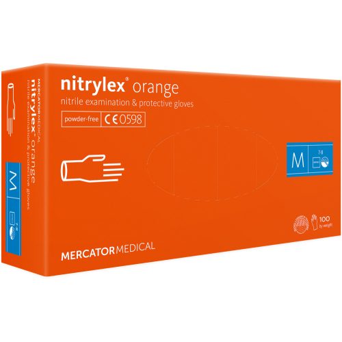 Nitrylex orange puderfreie Nitril-Untersuchungshandschuhe M