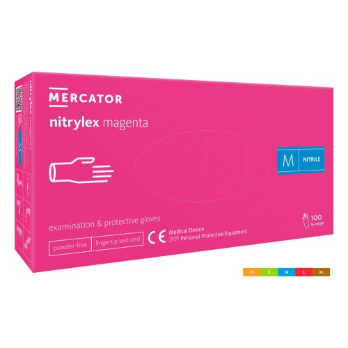 Nitrylex magenta, puderfreie Nitril-Untersuchungshandschuhe in Magenta (intensiv Pink) Farbe S