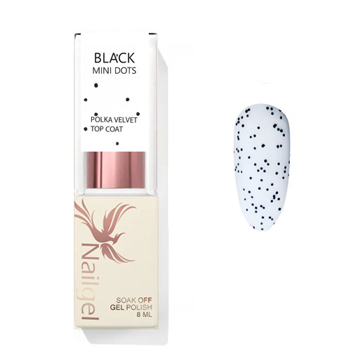 Polka  Velvet Top Coat - Black mini dots - Glanzgel 8ml